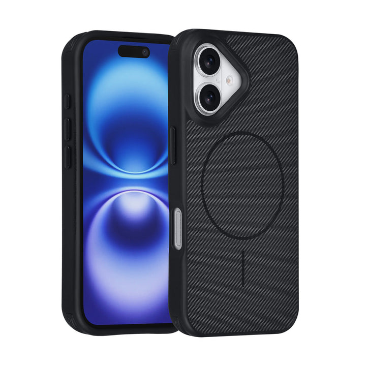 TUNIQ iPhone 16 Backcover hoesje - Magsafe - Carbon Fiber - Shockproof - Zwart-Hoesjes-Ilumina Benelux