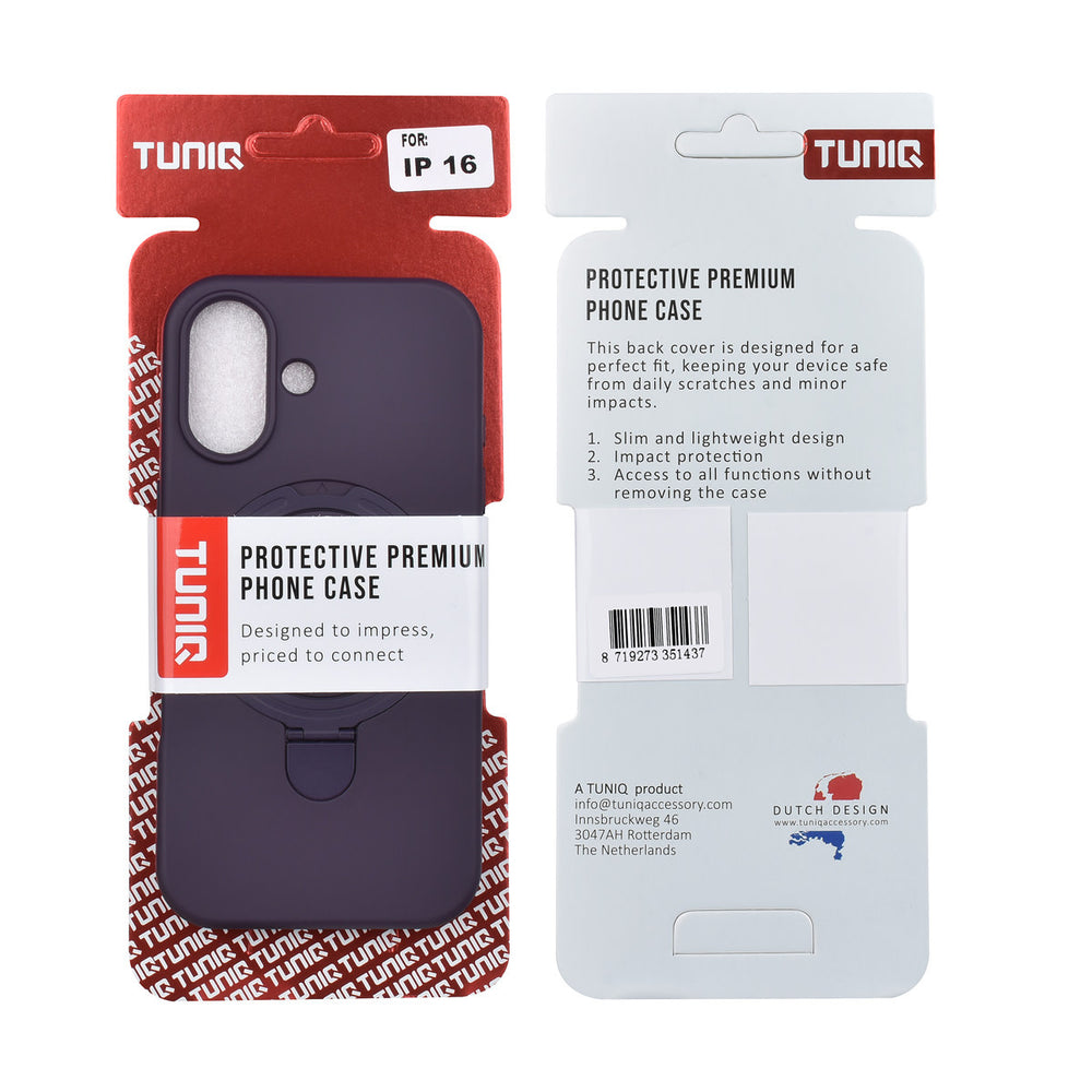 TUNIQ iPhone 16 Backcover hoesje - Magsafe With Ring Stand - Hanger - Grape Purple-Hoesjes-Ilumina Benelux