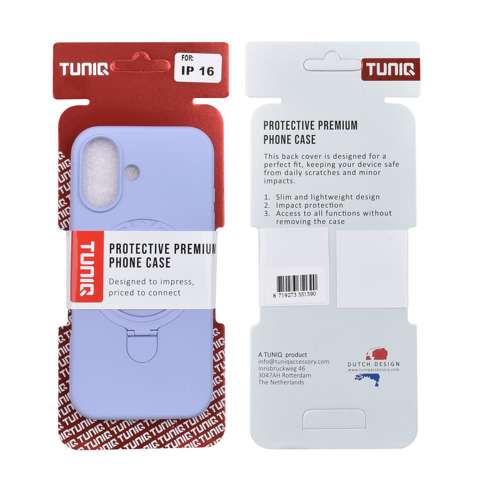 TUNIQ iPhone 16 Backcover hoesje - Magsafe With Ring Stand - Hanger - Lila-Hoesjes-Ilumina Benelux