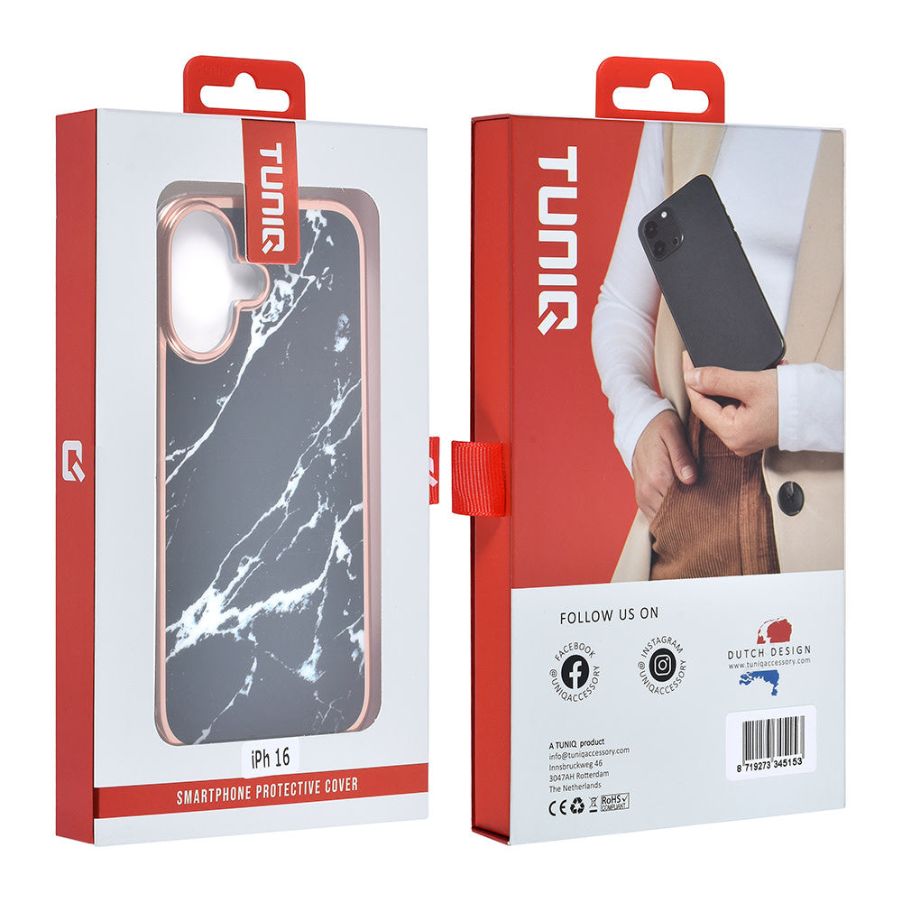 TUNIQ iPhone 16 Backcover hoesje Silicone - Marble Black-Hoesjes-Ilumina Benelux