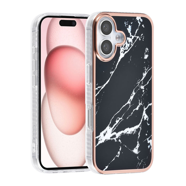 TUNIQ iPhone 16 Backcover hoesje Silicone - Marble Black-Hoesjes-Ilumina Benelux