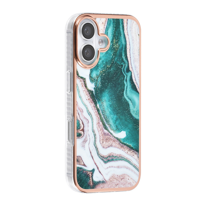 TUNIQ iPhone 16 Backcover hoesje Silicone - Marble Green-Hoesjes-Ilumina Benelux