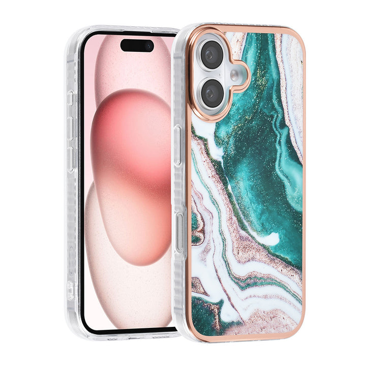 TUNIQ iPhone 16 Backcover hoesje Silicone - Marble Green-Hoesjes-Ilumina Benelux