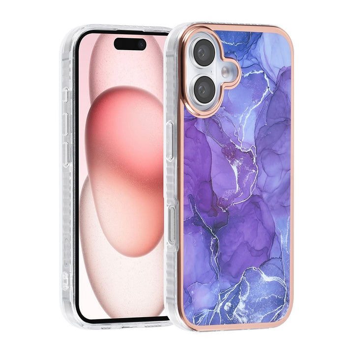 TUNIQ iPhone 16 Backcover hoesje Silicone - Marble Purple-Hoesjes-Ilumina Benelux
