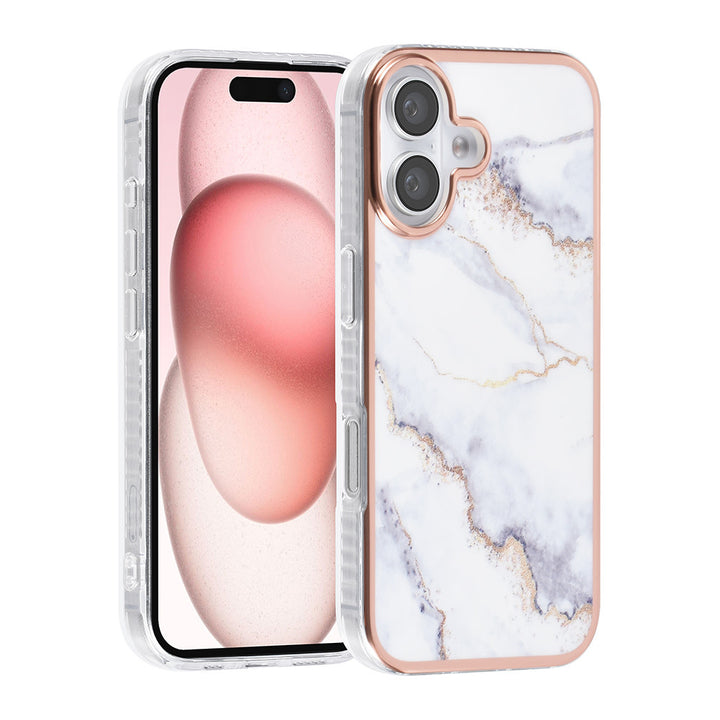 TUNIQ iPhone 16 Backcover hoesje Silicone - Marble White-Hoesjes-Ilumina Benelux