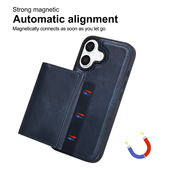 TUNIQ iPhone 16 Backcover hoesje - met afneembare Pasjeshouder - Blauw-Hoesjes-Ilumina Benelux