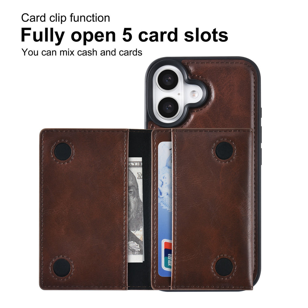 TUNIQ iPhone 16 Backcover hoesje - met afneembare Pasjeshouder - Bruin-Hoesjes-Ilumina Benelux