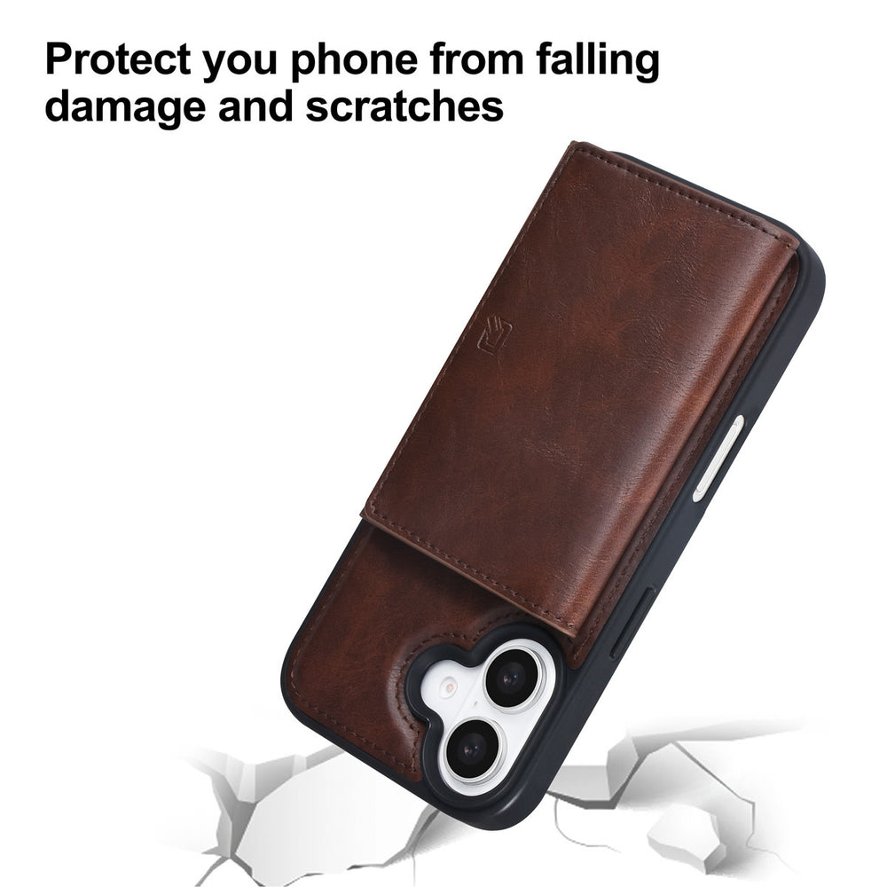 TUNIQ iPhone 16 Backcover hoesje - met afneembare Pasjeshouder - Bruin-Hoesjes-Ilumina Benelux