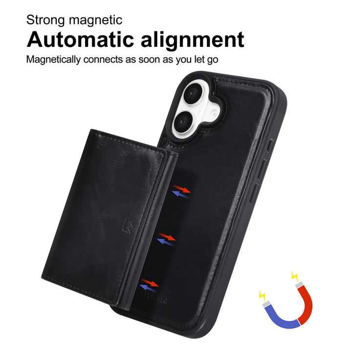 TUNIQ iPhone 16 Backcover hoesje - met afneembare Pasjeshouder - Zwart-Hoesjes-Ilumina Benelux
