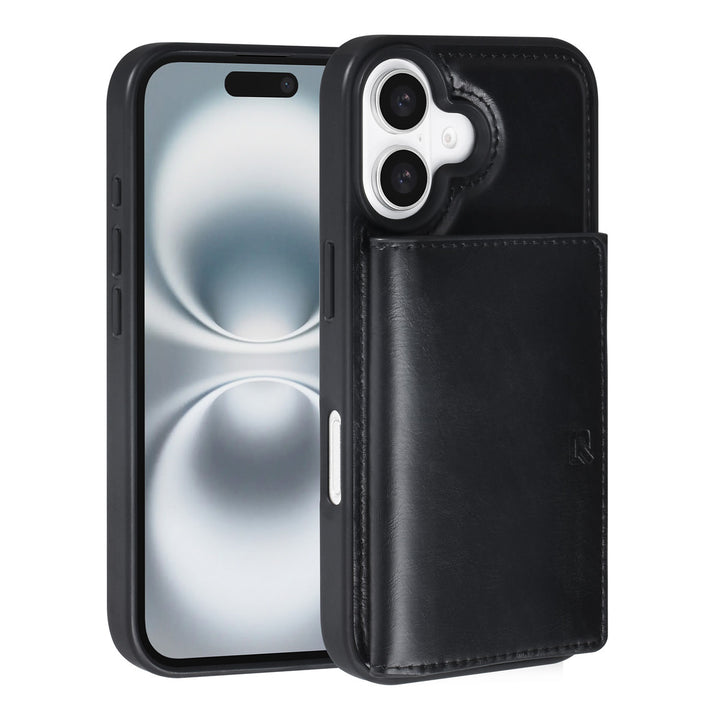 TUNIQ iPhone 16 Backcover hoesje - met afneembare Pasjeshouder - Zwart-Hoesjes-Ilumina Benelux