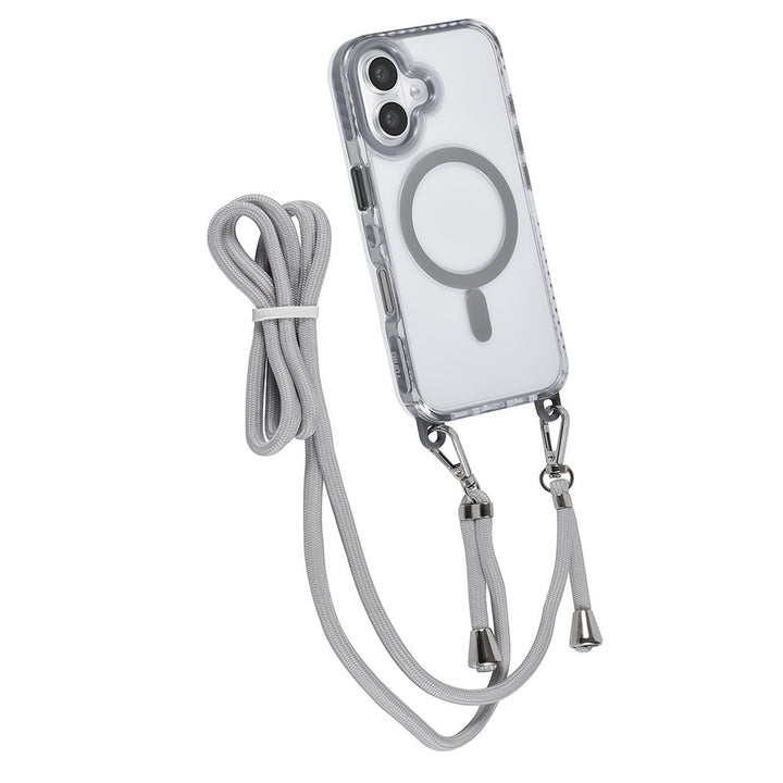 TUNIQ iPhone 16 Backcover hoesje neck cord -TPU+PC - Grijs-Hoesjes-Ilumina Benelux