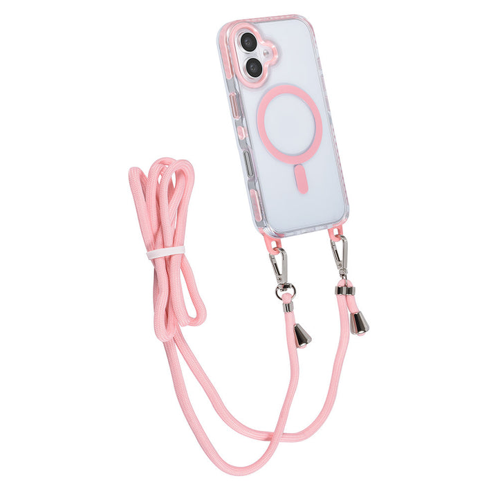 TUNIQ iPhone 16 Backcover hoesje neck cord -TPU+PC - Roze-Hoesjes-Ilumina Benelux