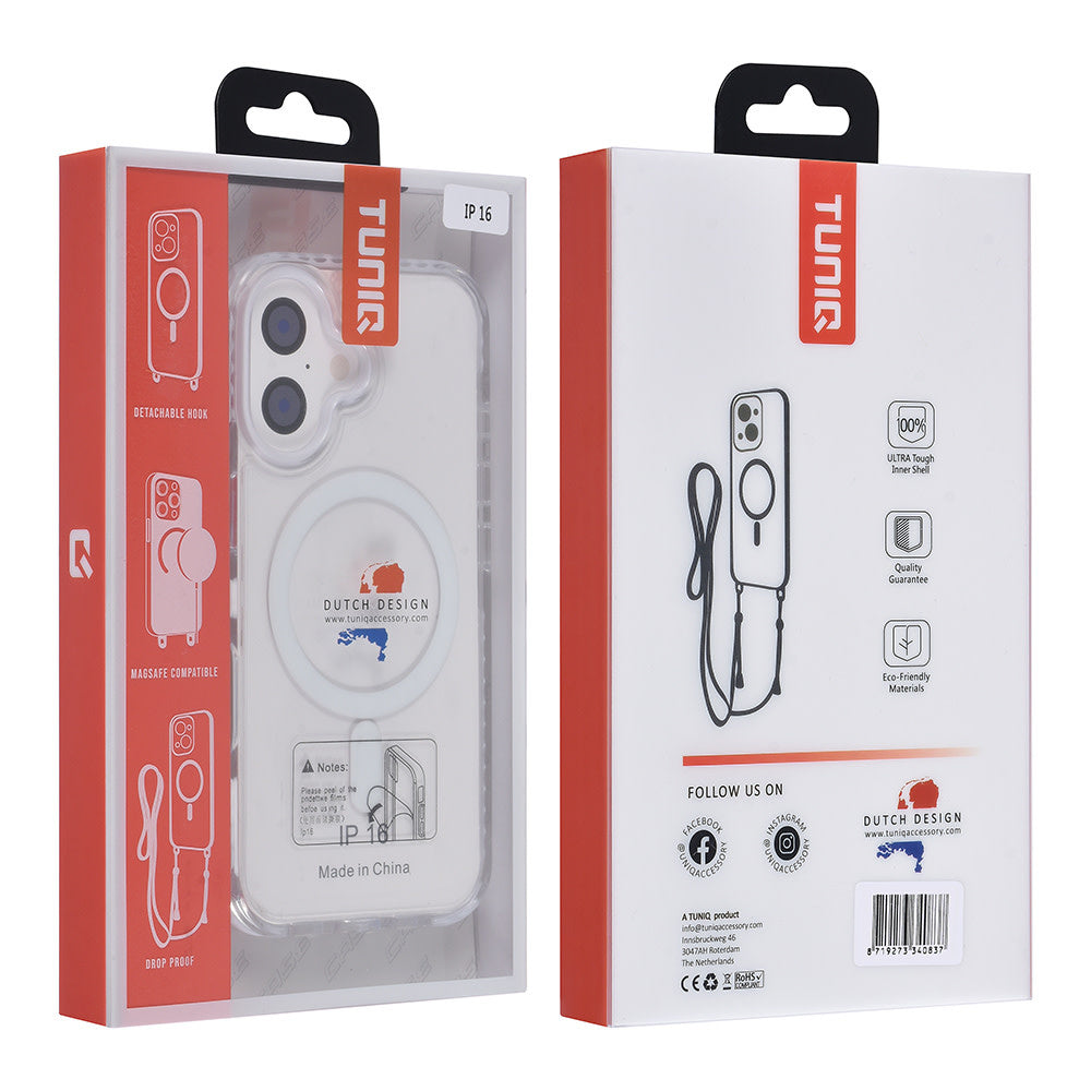 TUNIQ iPhone 16 Backcover hoesje neck cord -TPU+PC - Wit-Hoesjes-Ilumina Benelux