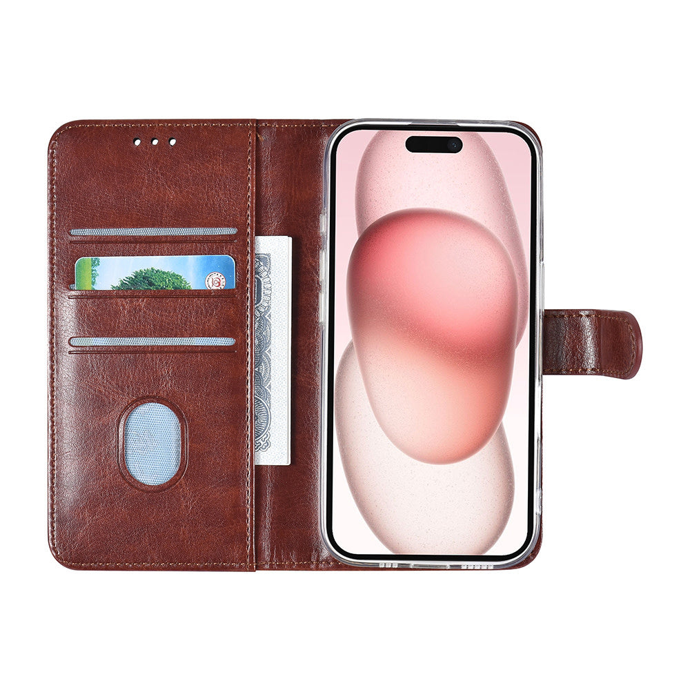 TUNIQ iPhone 16 Book Case hoesje Pasjeshouder voor 3 pasjes - Hanger - Bruin-Hoesjes-Ilumina Benelux