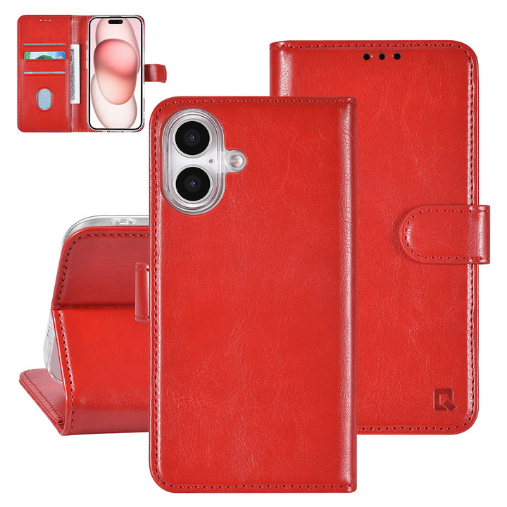 TUNIQ iPhone 16 Book Case hoesje Pasjeshouder voor 3 pasjes - Hanger - Rood-Hoesjes-Ilumina Benelux