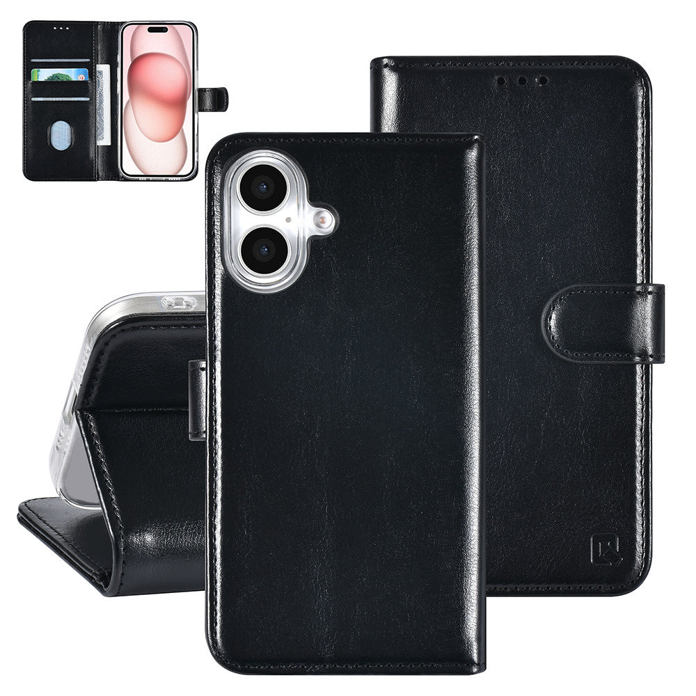 TUNIQ iPhone 16 Book Case hoesje Pasjeshouder voor 3 pasjes - Hanger - Zwart-Hoesjes-Ilumina Benelux