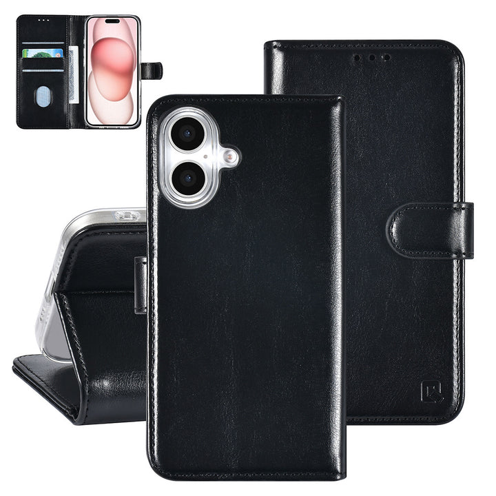 TUNIQ iPhone 16 Book Case hoesje Pasjeshouder voor 3 pasjes - Hanger - Zwart-Hoesjes-Ilumina Benelux