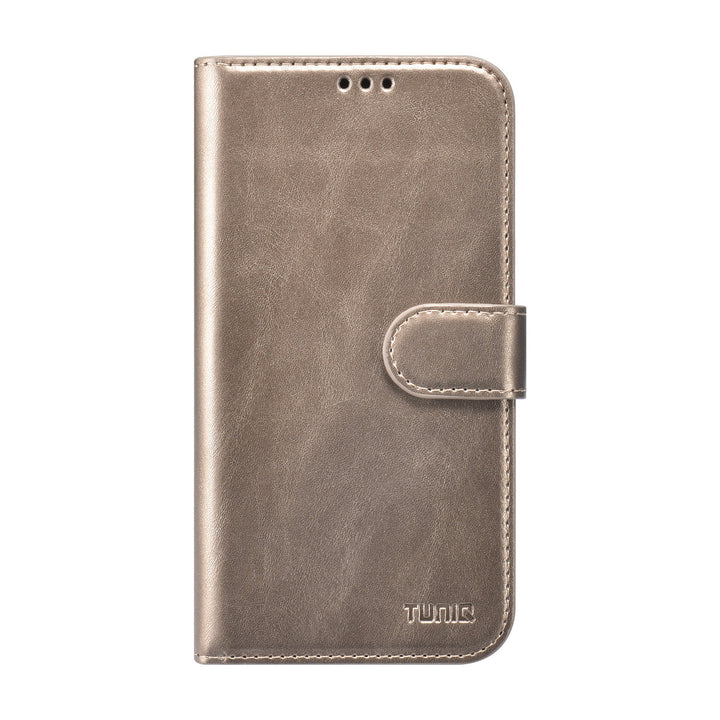 TUNIQ iPhone 16 Book Case hoesje - Pasjeshouder voor 3 pasjes - met afneembaar magnetisch hoesje - Goud-Hoesjes-Ilumina Benelux