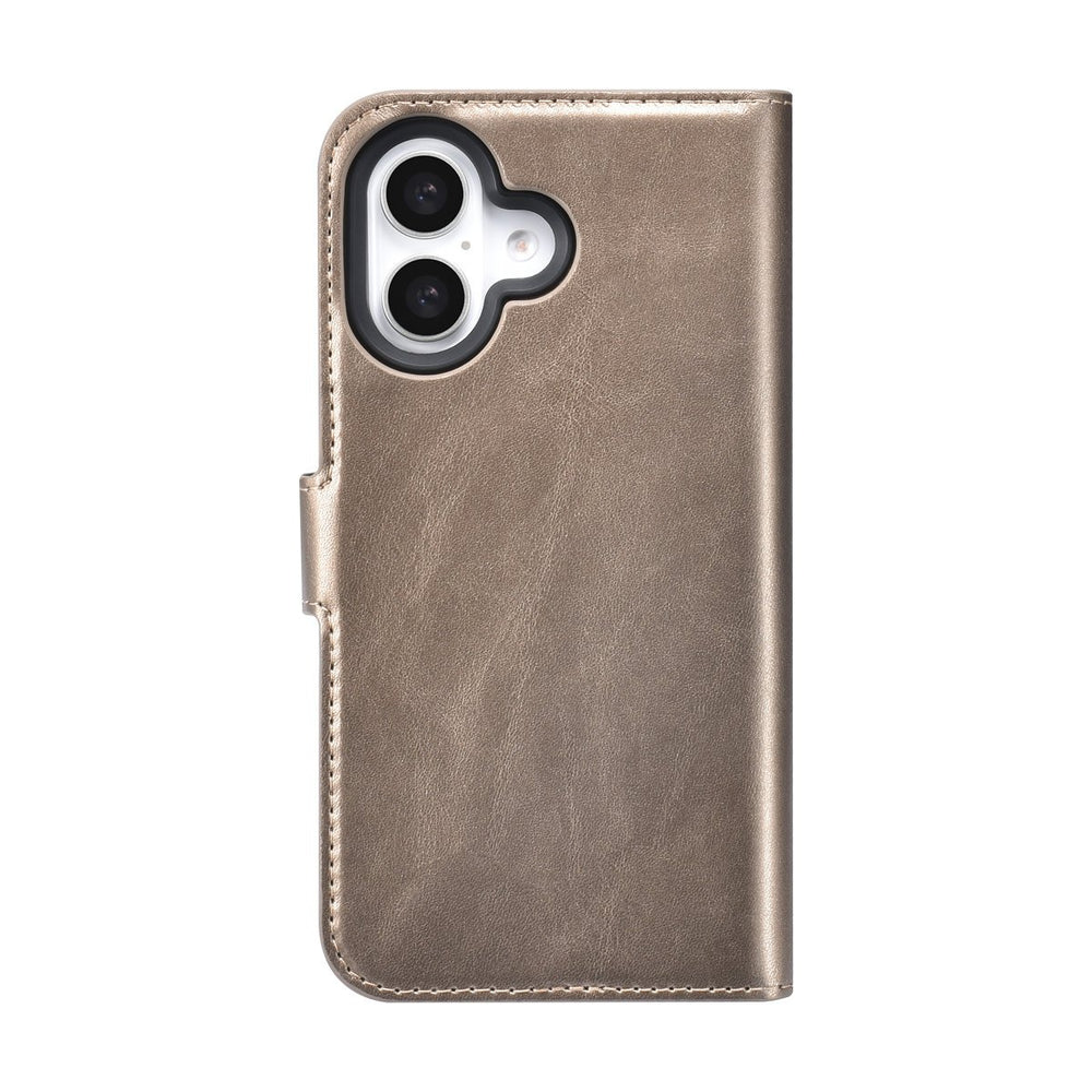 TUNIQ iPhone 16 Book Case hoesje - Pasjeshouder voor 3 pasjes - met afneembaar magnetisch hoesje - Goud-Hoesjes-Ilumina Benelux