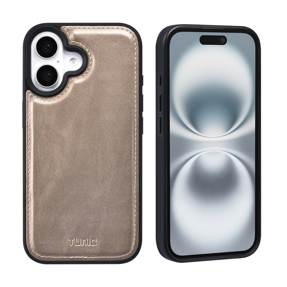 TUNIQ iPhone 16 Book Case hoesje - Pasjeshouder voor 3 pasjes - met afneembaar magnetisch hoesje - Goud-Hoesjes-Ilumina Benelux