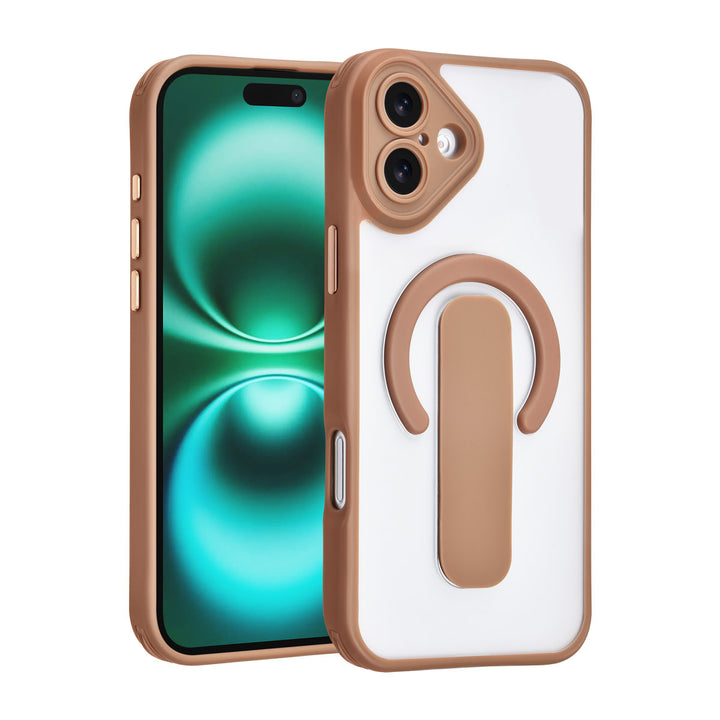 TUNIQ iPhone 16 Plus Backcover hoesje - Built-in Ring Stand - Antishock - Goud-Hoesjes-Ilumina Benelux