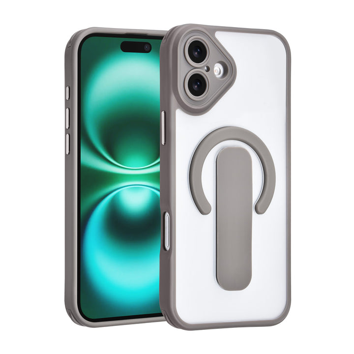 TUNIQ iPhone 16 Plus Backcover hoesje - Built-in Ring Stand - Antishock - Grijs-Hoesjes-Ilumina Benelux