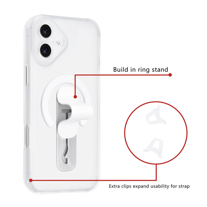 TUNIQ iPhone 16 Plus Backcover hoesje - Built-in Ring Stand - Antishock - Zilver-Hoesjes-Ilumina Benelux