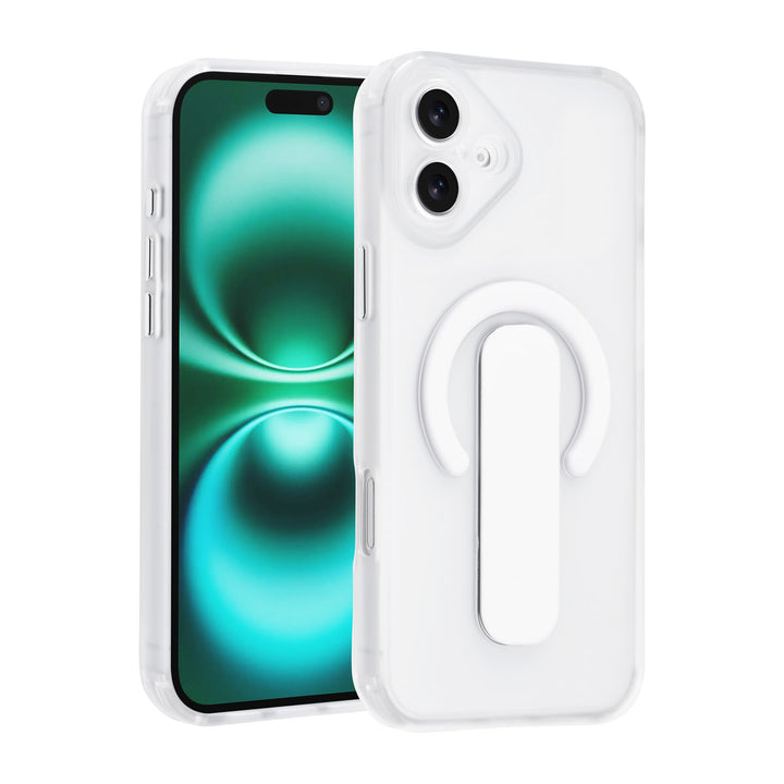 TUNIQ iPhone 16 Plus Backcover hoesje - Built-in Ring Stand - Antishock - Zilver-Hoesjes-Ilumina Benelux