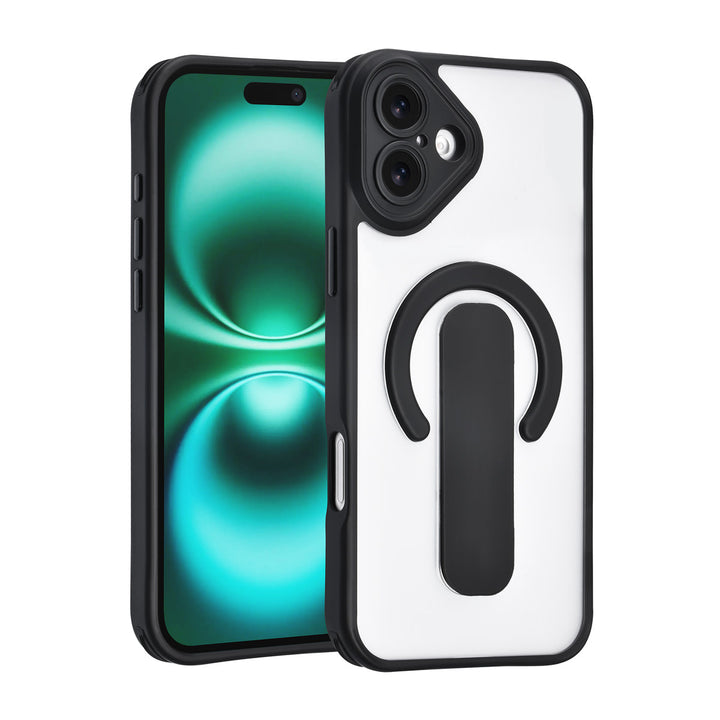 TUNIQ iPhone 16 Plus Backcover hoesje - Built-in Ring Stand - Antishock - Zwart-Hoesjes-Ilumina Benelux