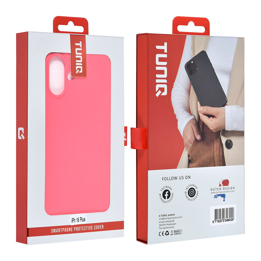 TUNIQ iPhone 16 Plus Backcover hoesje - Felroze-Hoesjes-Ilumina Benelux