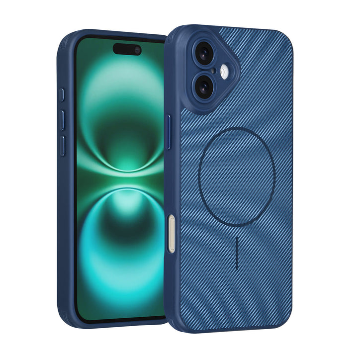 TUNIQ iPhone 16 Plus Backcover hoesje - Magsafe - Carbon Fiber - Shockproof - Blauw-Hoesjes-Ilumina Benelux
