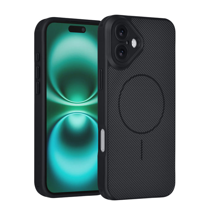 TUNIQ iPhone 16 Plus Backcover hoesje - Magsafe - Carbon Fiber - Shockproof - Zwart-Hoesjes-Ilumina Benelux