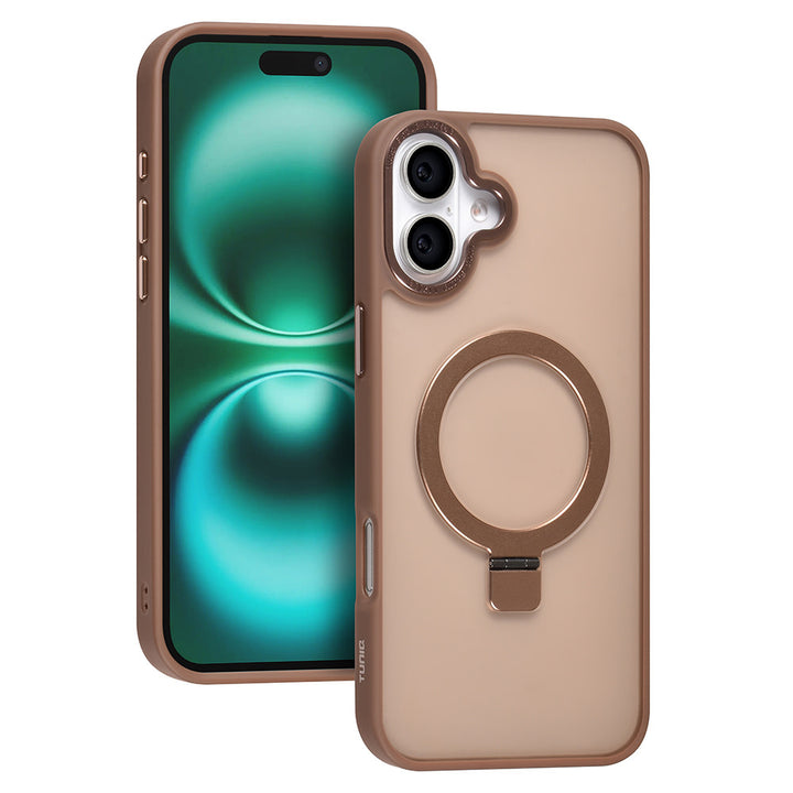 TUNIQ iPhone 16 Plus Backcover hoesje - Magsafe - Ringstand - Goud-Hoesjes-Ilumina Benelux