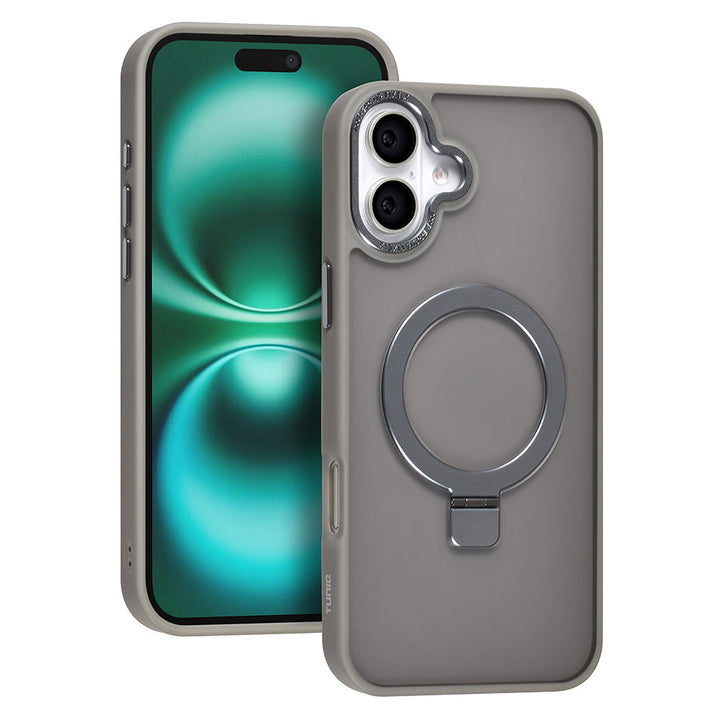 TUNIQ iPhone 16 Plus Backcover hoesje - Magsafe - Ringstand - Grijs-Hoesjes-Ilumina Benelux
