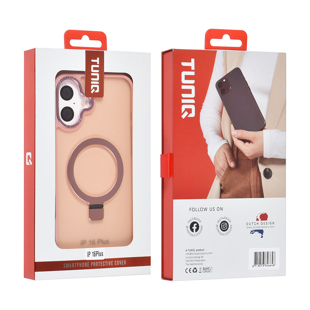 TUNIQ iPhone 16 Plus Backcover hoesje - Magsafe - Ringstand - Roze-Hoesjes-Ilumina Benelux