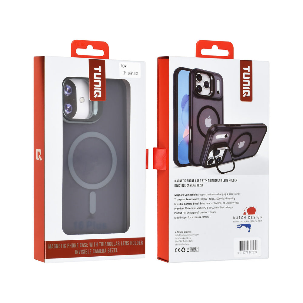 TUNIQ iPhone 16 Plus Backcover hoesje - Magsafe - With Camera Stand - Grijs-Hoesjes-Ilumina Benelux