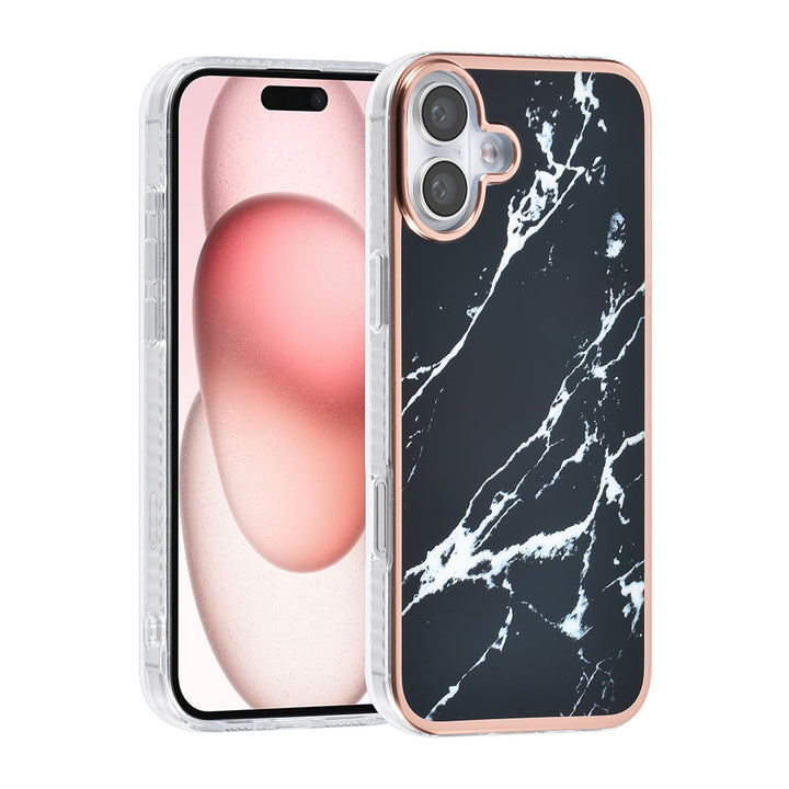 TUNIQ iPhone 16 Plus Backcover hoesje Silicone - Marble Black-Hoesjes-Ilumina Benelux