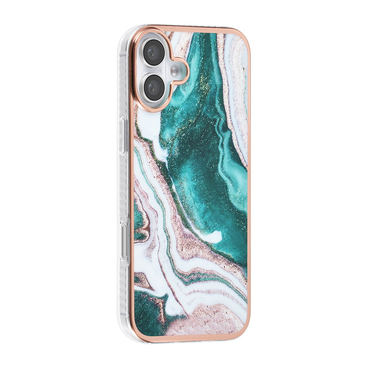 TUNIQ iPhone 16 Plus Backcover hoesje Silicone - Marble Green-Hoesjes-Ilumina Benelux