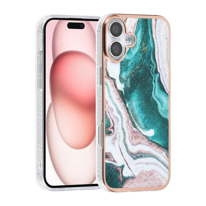 TUNIQ iPhone 16 Plus Backcover hoesje Silicone - Marble Green-Hoesjes-Ilumina Benelux
