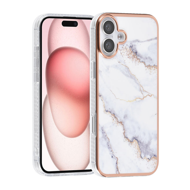 TUNIQ iPhone 16 Plus Backcover hoesje Silicone - Marble White-Hoesjes-Ilumina Benelux
