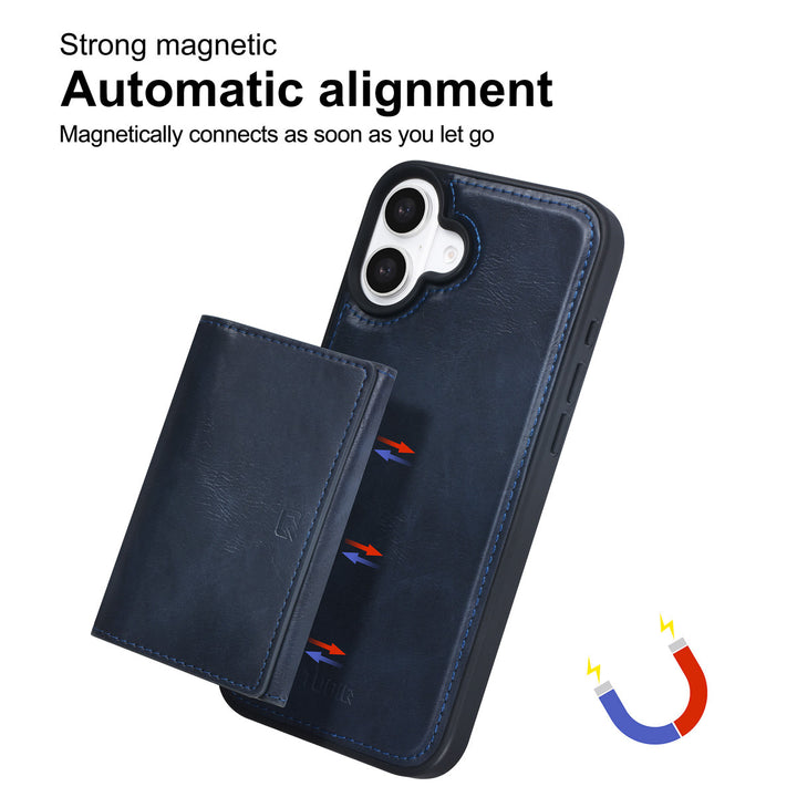 TUNIQ iPhone 16 Plus Backcover hoesje - met afneembare Pasjeshouder - Blauw-Hoesjes-Ilumina Benelux