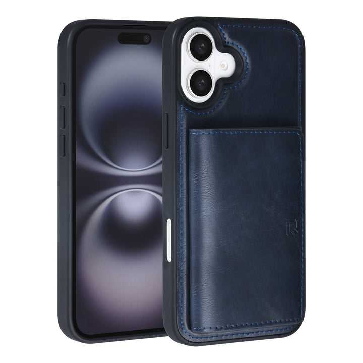 TUNIQ iPhone 16 Plus Backcover hoesje - met afneembare Pasjeshouder - Blauw-Hoesjes-Ilumina Benelux