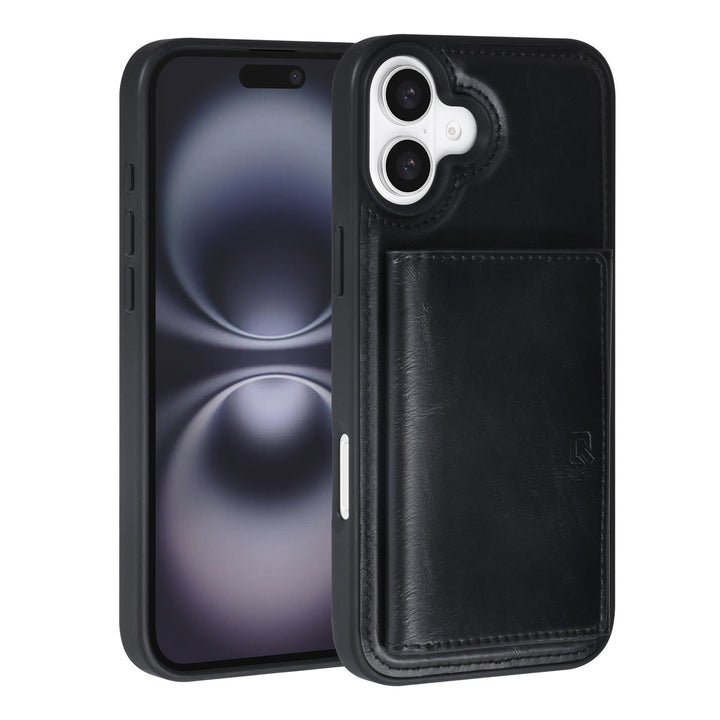 TUNIQ iPhone 16 Plus Backcover hoesje - met afneembare Pasjeshouder - Zwart-Hoesjes-Ilumina Benelux