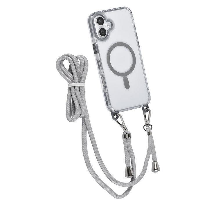 TUNIQ iPhone 16 Plus Backcover hoesje neck cord -TPU+PC - Grijs-Hoesjes-Ilumina Benelux