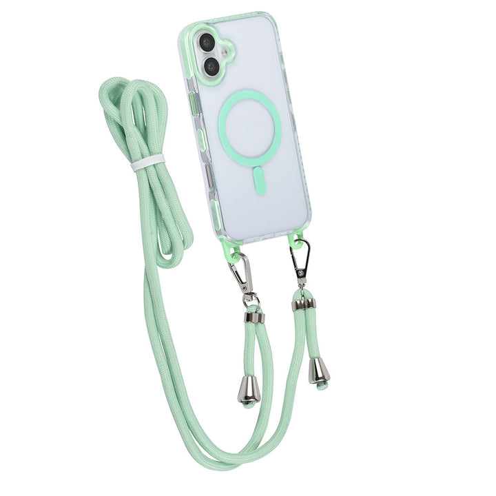 TUNIQ iPhone 16 Plus Backcover hoesje neck cord -TPU+PC - Groen-Hoesjes-Ilumina Benelux