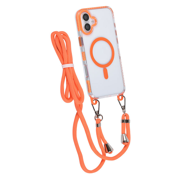 TUNIQ iPhone 16 Plus Backcover hoesje neck cord -TPU+PC - Oranje-Hoesjes-Ilumina Benelux