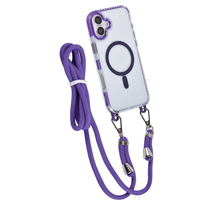 TUNIQ iPhone 16 Plus Backcover hoesje neck cord -TPU+PC - Paars-Hoesjes-Ilumina Benelux