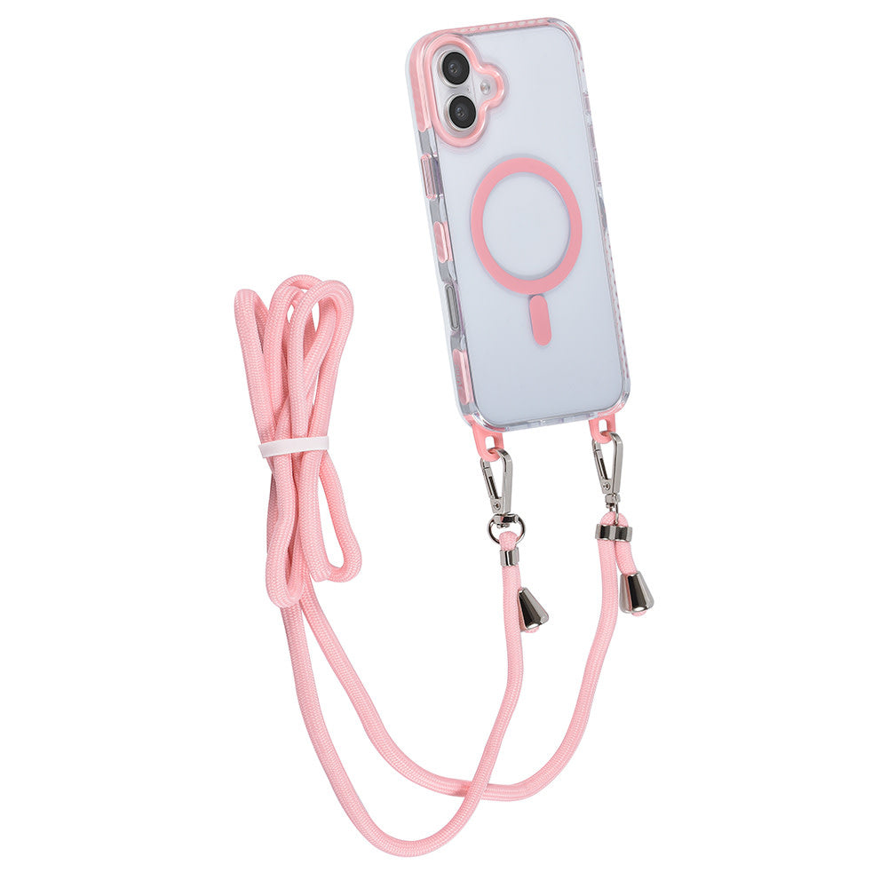 TUNIQ iPhone 16 Plus Backcover hoesje neck cord -TPU+PC - Roze-Hoesjes-Ilumina Benelux