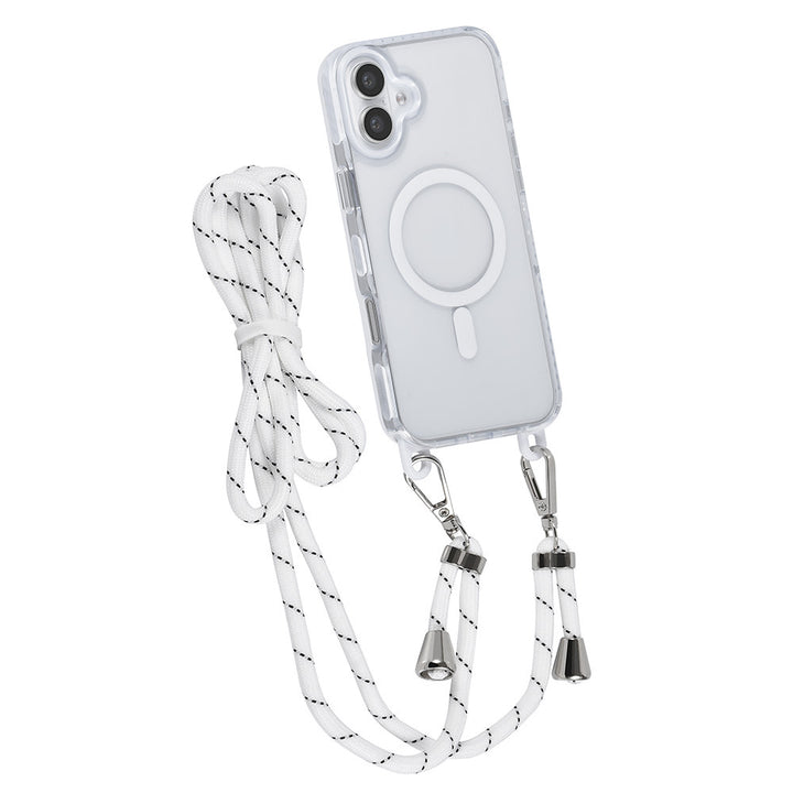 TUNIQ iPhone 16 Plus Backcover hoesje neck cord -TPU+PC - Wit-Hoesjes-Ilumina Benelux