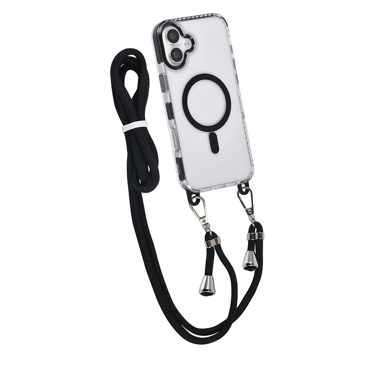 TUNIQ iPhone 16 Plus Backcover hoesje neck cord -TPU+PC - Zwart-Hoesjes-Ilumina Benelux